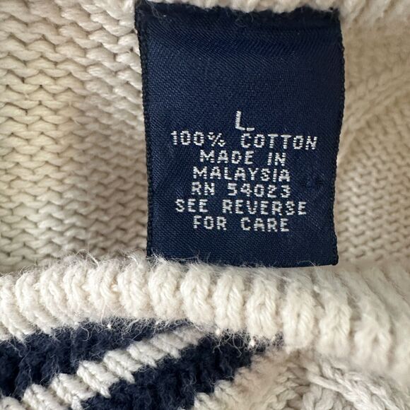 Vintage Gap Tennis Sweater Women’s Large Off White Cable Knit 90s V-Neck - Picture 6 of 11